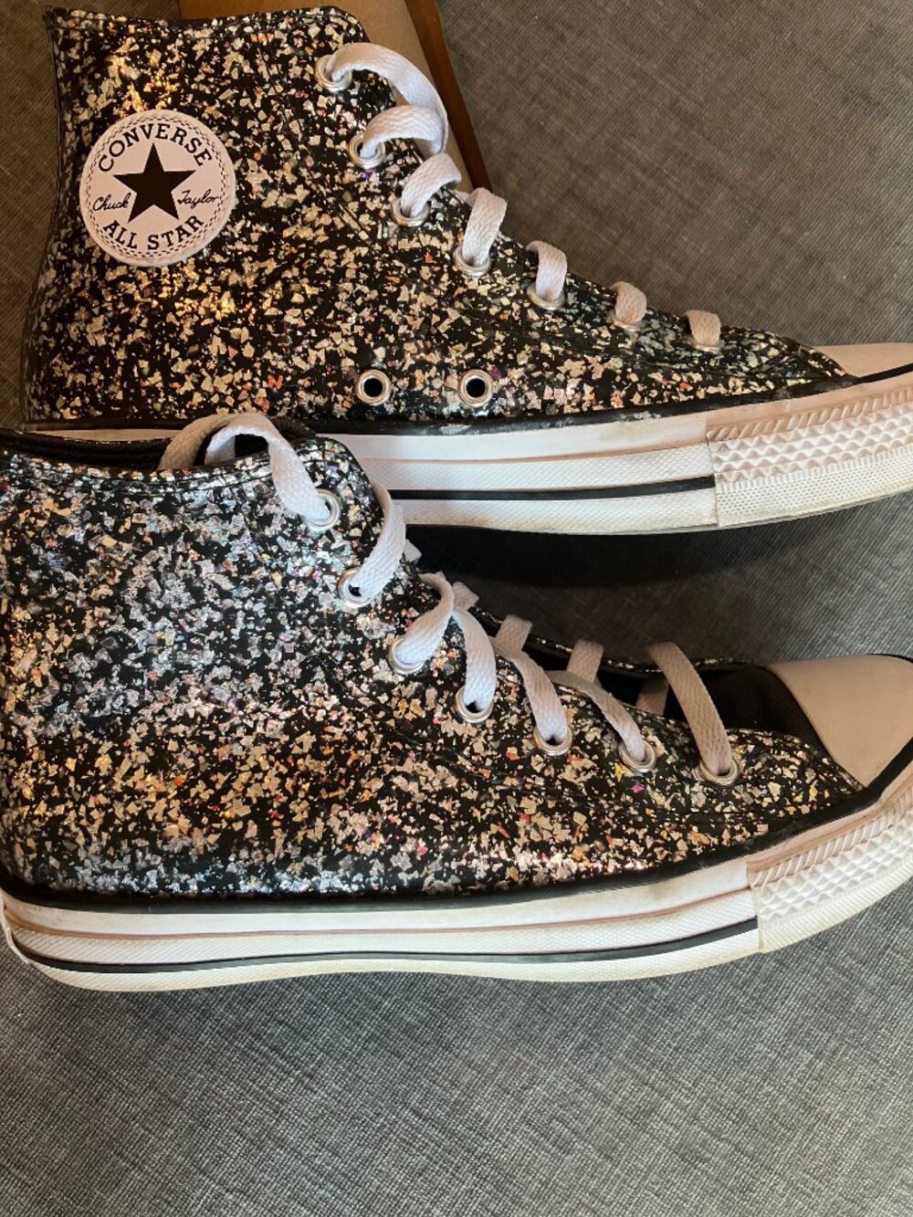 Converse Chuck Taylor All Star High Top Black Glitter Metallic Women 7.5 A09270C
